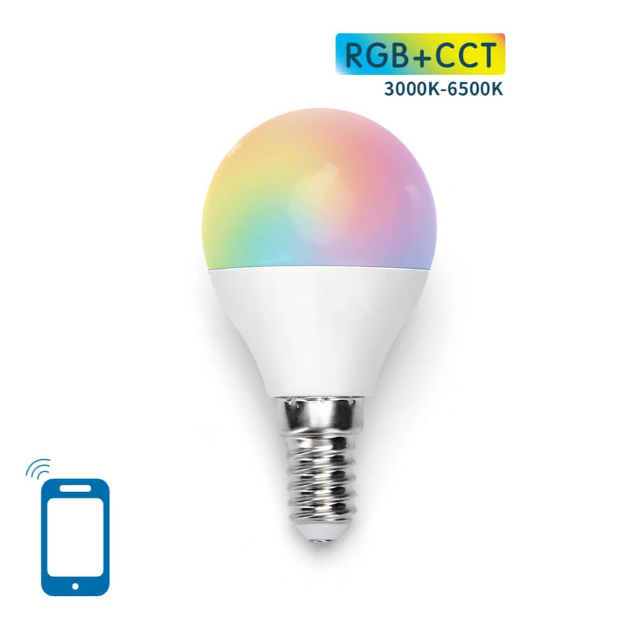 Lampadina Smart E14 5W RGB + CCT regolabile da smartphone