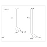 Faretto spot a soffitto Long GU10 - dimensioni