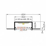 Profilo led alluminio da incasso largo - misure