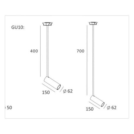 Faretto spot a soffitto Long GU10 - disegni