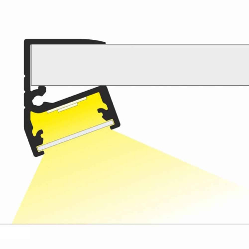 Profilo led in alluminio per bordare scaffale in vetro - sezione