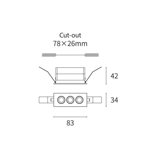 Incasso spot linear 6W - misure