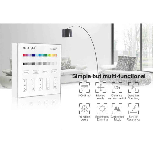 Smart Controller da parete a 4 zone RGBW 2.4Ghz
