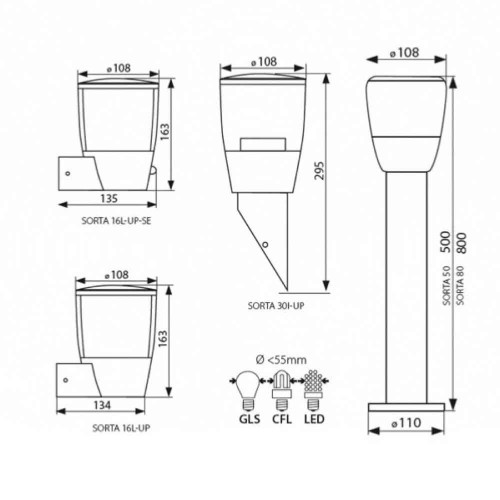 Lampione da giardino Sorta h 800