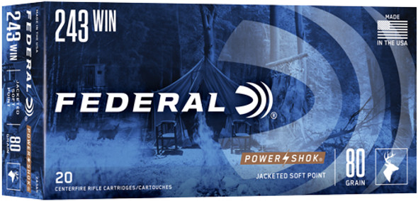 80GR SP 20RD 10BX/CSFEDERAL POWER-SHOK 243 WIN 