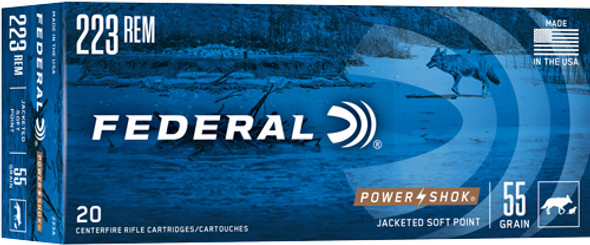 55GR SP 20RD 10BX/CSFEDERAL POWER-SHOK 223 REM 