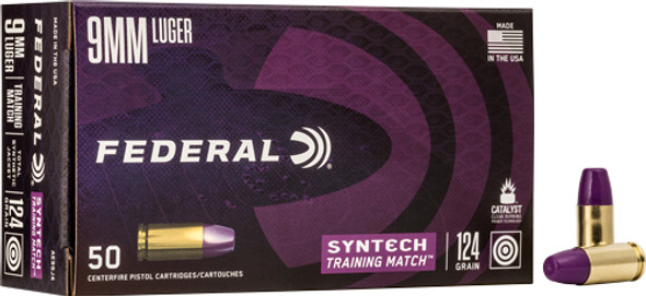 TRAINING MATCH 50RD 10BX/CSFEDERAL AE 9MM LUGER 124GR TSJ 