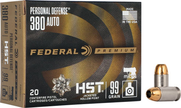 99GR HST JHP 20RD 10BX/CSFEDERAL PREMIUM 380 ACP 