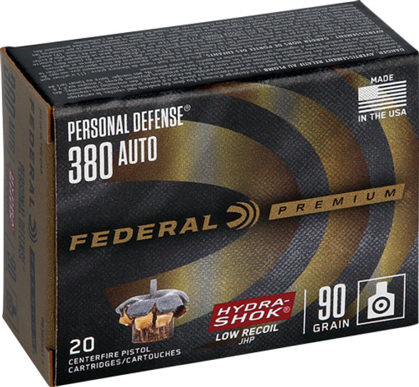 HYDRA-SHOK JHP 20RD 10BX/CSFEDERAL PREMIUM 380 ACP 90GR 