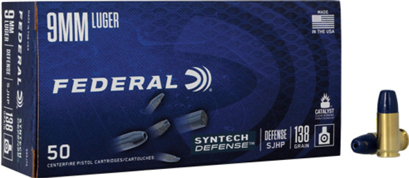 LUGER 138GR SJHP 50RD 10BX/CSFEDERAL SYNTHETIC DEFENSE 9MM 