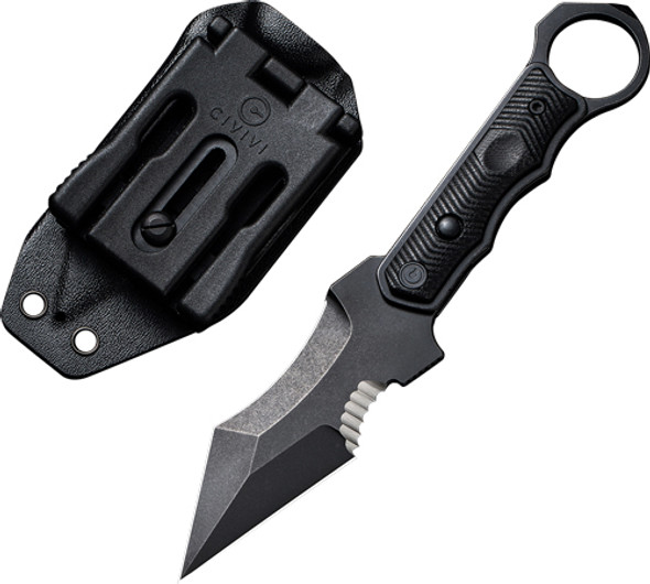 BLACK G-10/BLACK STONEWASHCIVIVI KNIFE ORTHRUS 3.76" 