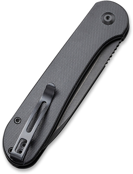 BLACK G-10/BLACK STONEWASHCIVIVI KNIFE ELEMENTUM 3.47" 
