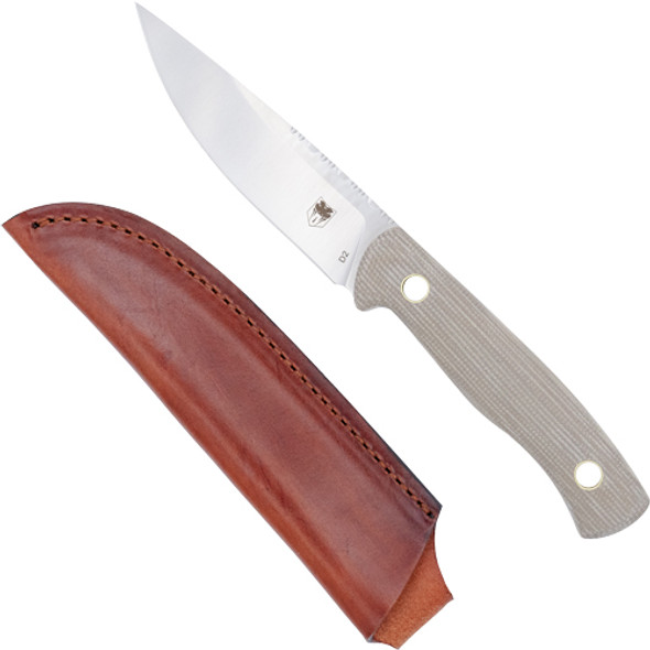TAN D2 W/LEATHER SHEATHCOBRATEC KOONSMAN 4" FIXED BLD 
