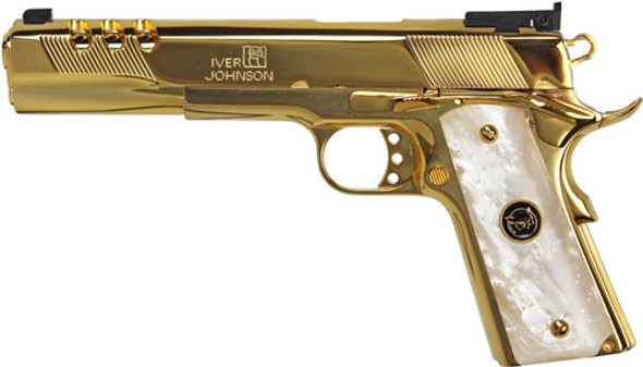 45ACP 6" 24K GOLD WHITE PEARLIVER JOHNSON EAGLE XL PORTED 