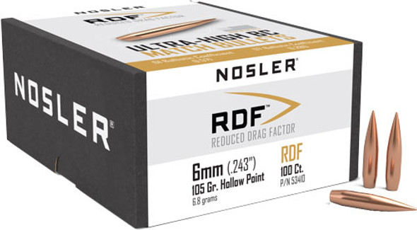 105GR RDF HPBT 100CTNOSLER BULLETS 6MM .243 