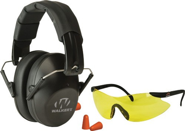 W/GLASSES&PLUGS 31dB BLACKWALKERS MUFF SHOOTING PASSIVE 