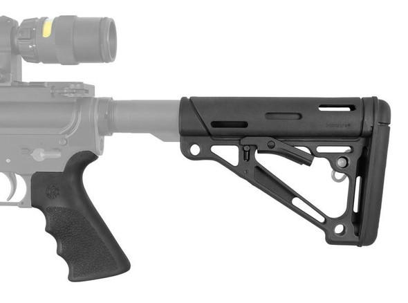 Hogue AR-15/M-16 Kit - Finger Groove Beavertail Grip & Over-Molded Collapsible Buttstock - Fits Commercial Buffer Tube Black