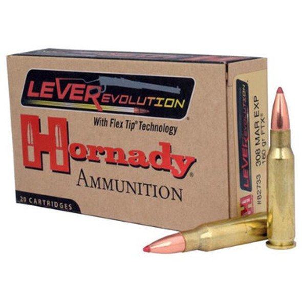 Hornady LEVERevolution Rifle Ammunition .308 Marlin 160 gr FTX 2660 fps - 20/box