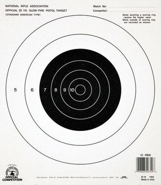 Champion Official NRA Targets B-16 25 yd. Slow Fire 12/Pack