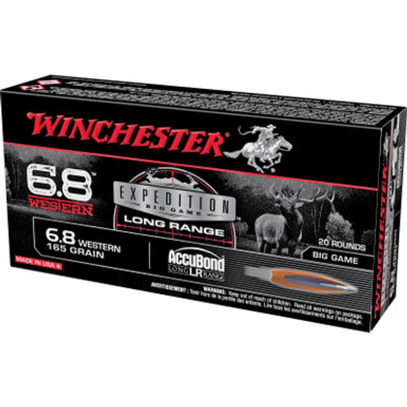 Winchester Expedition Big Game Long Range Rifle Ammunition 6.8 Western 165 gr. PT 2970 fps 20/ct