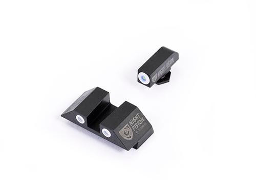 Night Fision 3 Dot Night Sights for Glock Models 17/19 -White Front Ring/White Square Rear