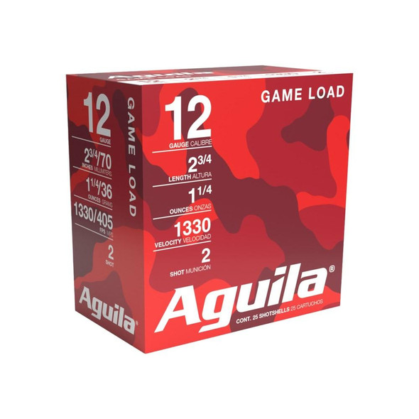 Aguila High Velocity Field Shotshells 12 ga 2-3/4" 1-1/4oz 1330 fps #2 25/ct