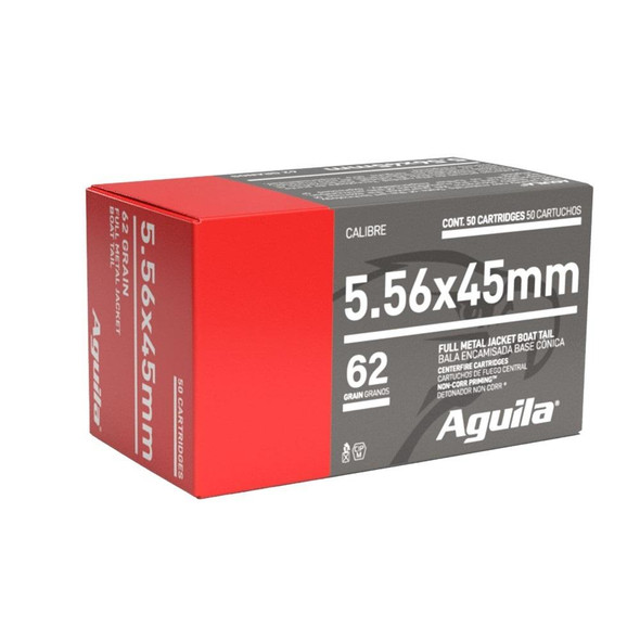 Aguila Rifle Ammunition 5.56mm 62gr FMJBT 3150 fps 1000/ct Case