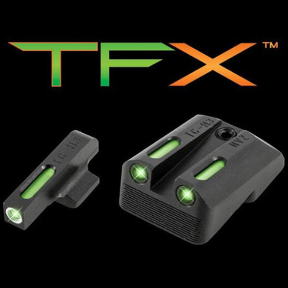 Truglo TFX Tritium/Fiber-Optic Day/Night Sights Fits Novak LoMount cut .270 Front / .500 Rear (1911 3_ Officers & 4.25_ Commander 9mm / .40S&W) - Whit