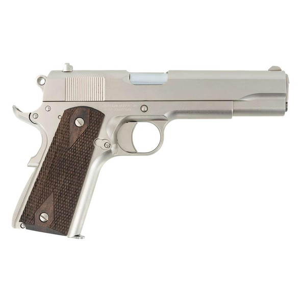 SDS Imports 1911 A1 Stakeout Handgun 9mm Luger/.38 Super Combo 9rd Magazine 5" Barrel Nickel with Walnut Grips