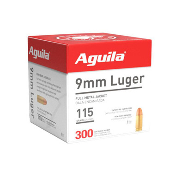 Aguila Handgun Ammuntion 9mm Luger 115 gr FMJ 1150 fps 300/ct