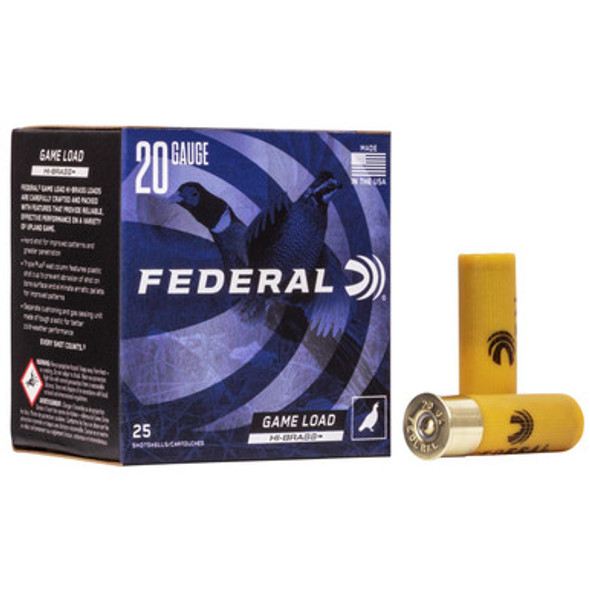 Federal Game-Shok Hi-Brass Load 20 ga 2 3/4" 2 3/4 dr 1 oz #6 1220 fps - 25/box