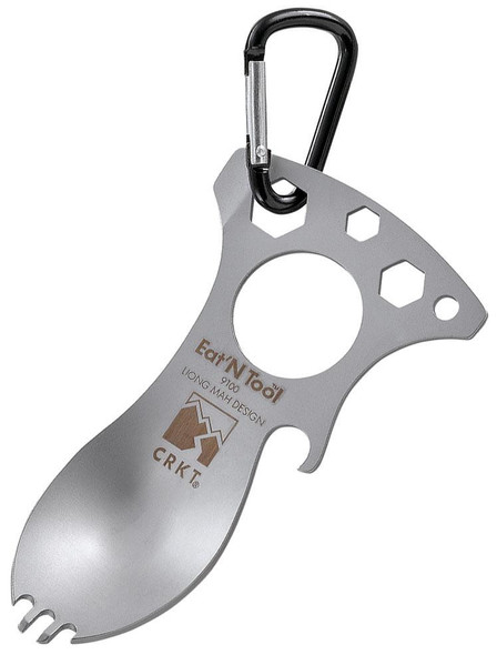 CRKT Eat N Tool - Bead Blast - Spoon Fork Bottle Opener Screwdriver/Pry Tip Metric Wrenches Carabiner