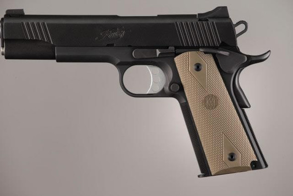 Hogue Colt Government Grips .45 1911 Rubber Grips Panels Checkered with Diamonds  - Desert Tan