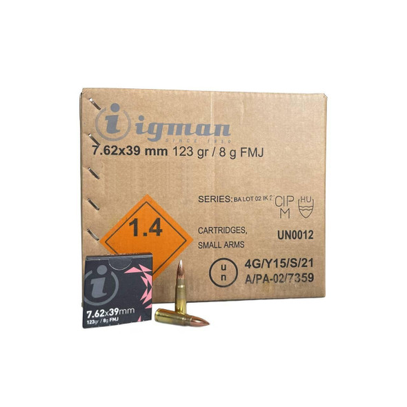 Global Ordnance Igman Rifle Ammunition 7.62x39mm 123 gr FMJ 2405 fps 840/ct Case