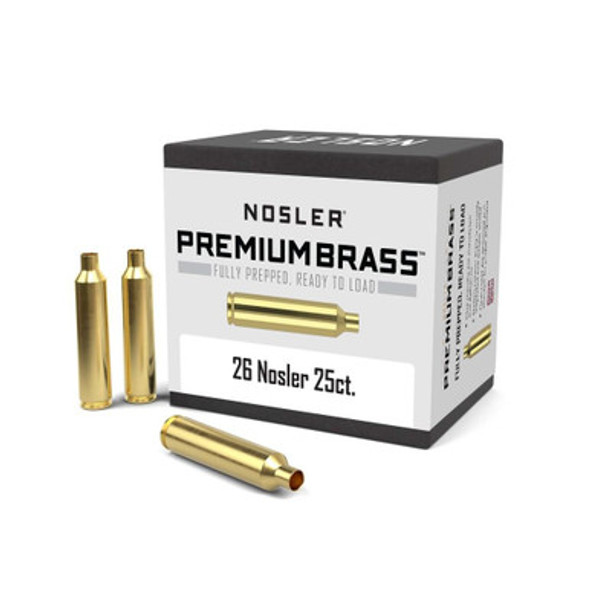 Nosler Unprimed Brass Rifle Cartridge Cases  25/ct .26 Nosler