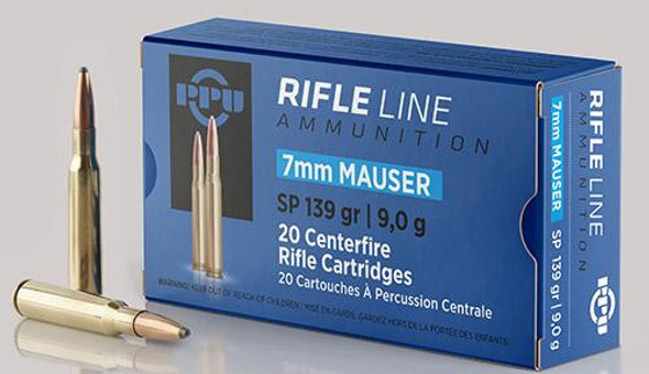 PPU Rifle Ammunition 7mm Mauser 139 gr SP 2660 fps - 20/ct