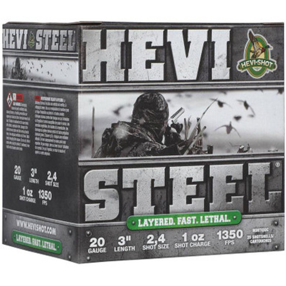 HEVI-Shot HEVI-Steel Layered Shotshells 20ga 3" 1-3/8oz 1350 fps #24 25/ct