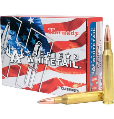 Hornady American Whitetail Rifle Ammunition .25-06 Rem 117 gr BTSP 2749 fps 20/ct