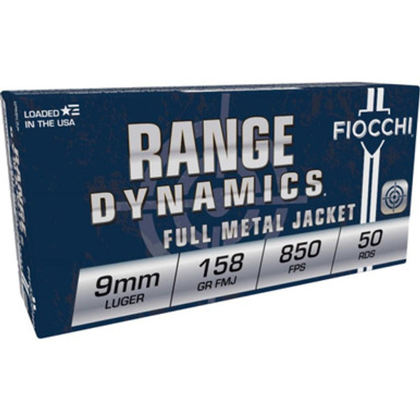Fiocchi Pistol Shooting Dynamics Handgun Ammunition 9mm Luger 158 gr. FMJ 850 fps 50/ct