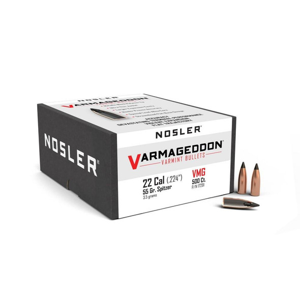 Nosler VarMageddon Bullets .22 cal .224" 55 gr FB-TIPPED 500/ct