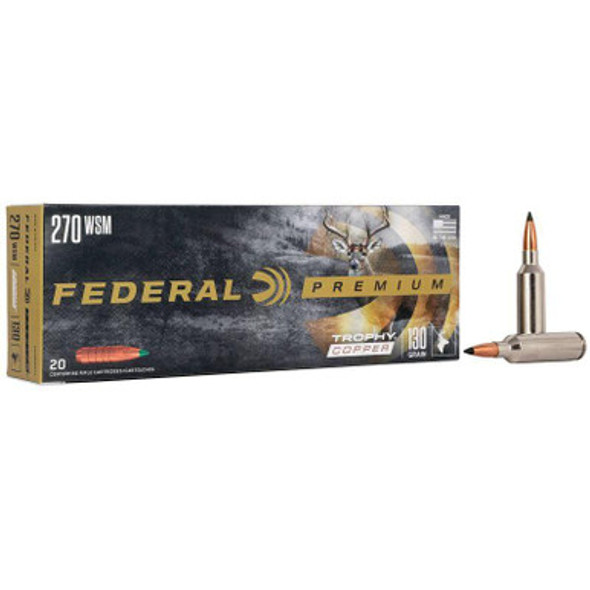 Federal Trophy Copper Rifle Ammunition .270 WSM 130gr PT 3280 fps 20/ct