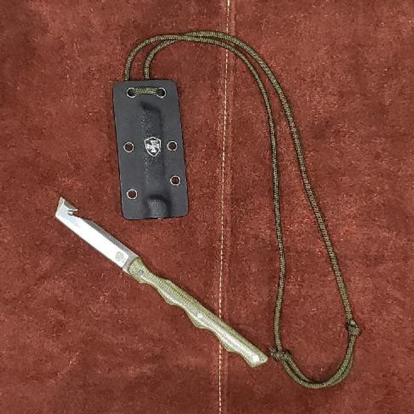Templar Neck Knife 2-4/10" D2 Tanto Blade OD Green Powder