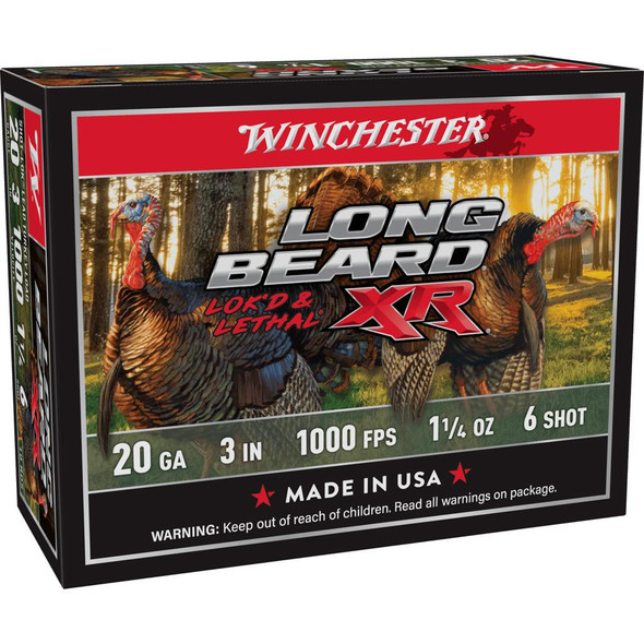 Winchester Long Beard XR Shotshells 20 ga 3" 1-1/4oz 1000 fps #6 10/ct