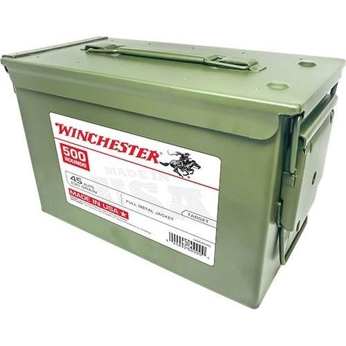 Winchester USA Ammo Can 45 Auto 230 FMJ 910 fps 500/ct Ammo