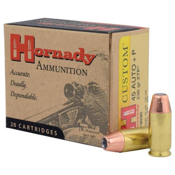 Hornady Custom Handgun Ammunition .45 ACP (+P) 230 gr XTP 950 fps 20/box