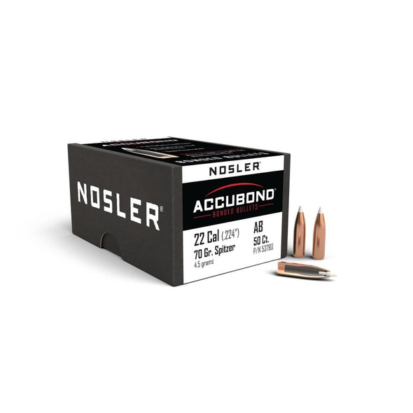 Nosler AccuBond Bullets .22 cal .224" 70 gr SPTZ-ACB 50/ct