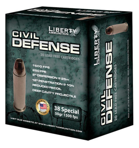 Liberty Civil Defense Handgun Ammunition .38 Spl 50 gr SCHP 1500 fps 20/ct