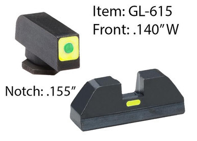 Ameriglo Glock CAP Sight Set For Glock 20 21 29 30 31 32 36 40 41 - Green Tritium Lime Green Lumisquare Outline Front/Rear