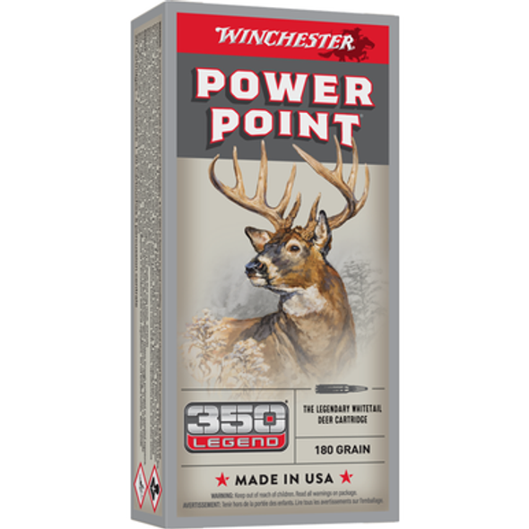 Winchester Power Point Rifle Ammunition 350 Legend 180 gr. PSP 2100 fps 20/ct