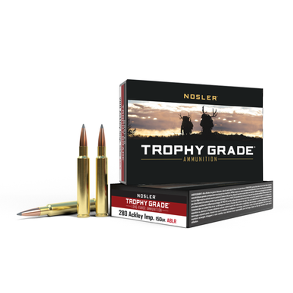 Nosler Trophy Grade Long Range Rifle Ammunition .280 Ackley Improved 150 gr ABLR 2930 fps - 20/ct